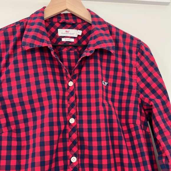Vineyard Vines Red and Blue Classic Fit Button Down Shirt Checkered Size 6 - Picture 2 of 4